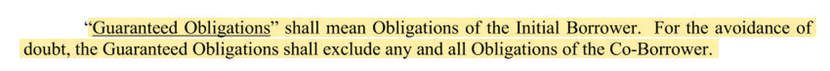 DDTL 3.0 parent guarantee: Guaranteed Obligations means obligations of the Initial Borrower and excludes all obligations of the Co-Borrower.